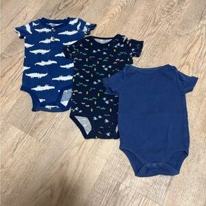 Navy Blue and Patterned Kids One Pieces